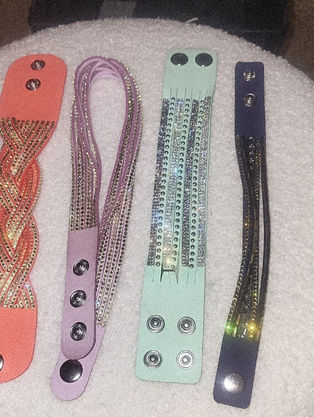 Rhinestone Braided and Strappy Snap Cuff Bracelet - 4